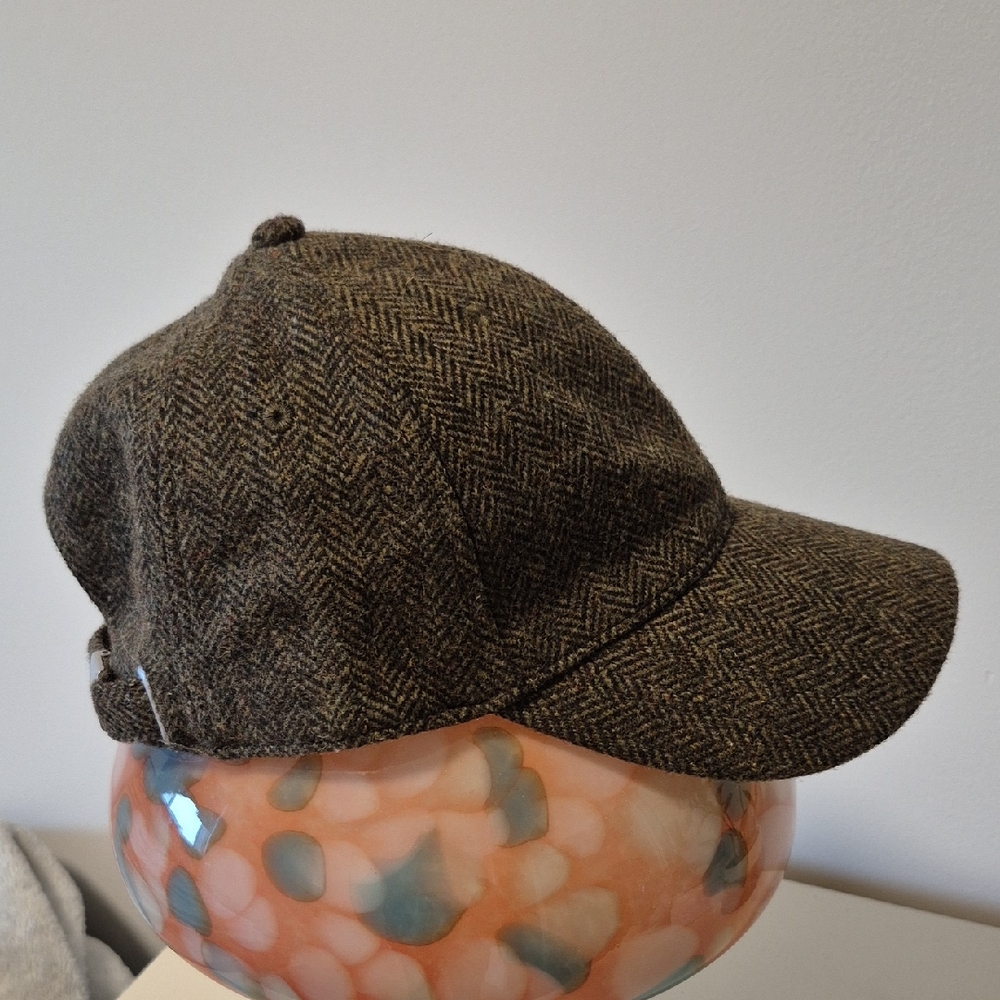 Olive Herringbone Tweed baseball Hat